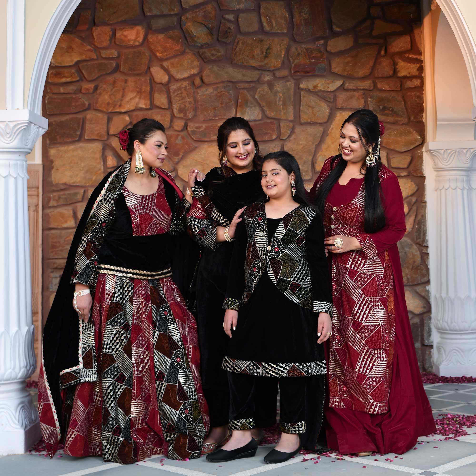 Maroon Velvet Verve Sequin Embroidered Anarkali With Attached Jacket