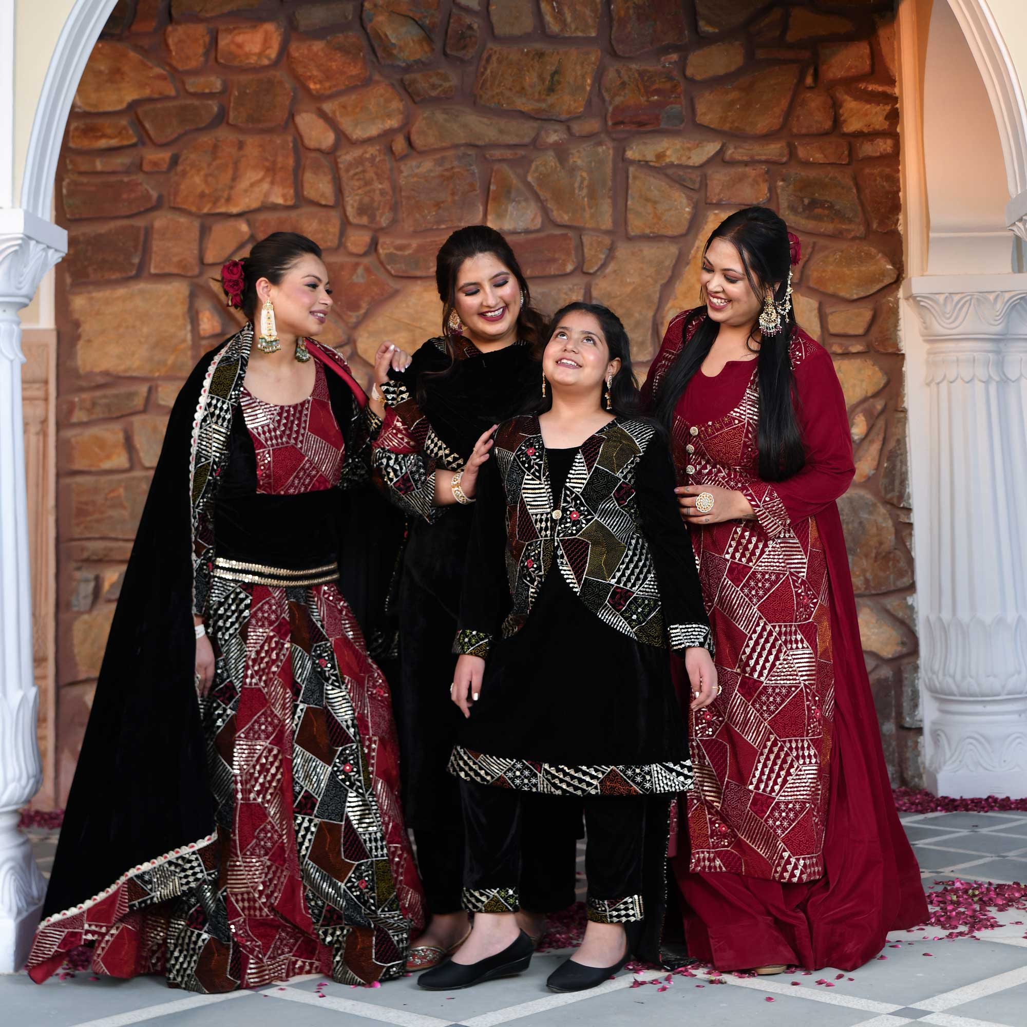Maroon Velvet Verve Sequin Embroidered Anarkali With Attached Jacket