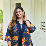 Blue Horizon & Tangy Tones Chikankari Cape Co-Ord Set