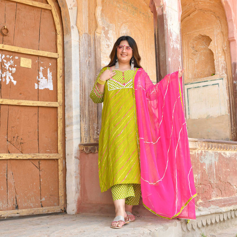 Haryali Leheriya cotton suit set