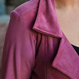 Woollen Dusky Pink Corduroy Stretchable Coat