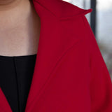 Woollen Cherry Red Stretchable Tweed Coat