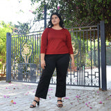 Woollen Maroon Stretchable Knitted Top