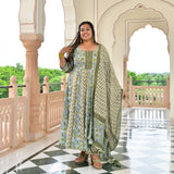 Celestial Bloom Floral Cotton Anarkali Set