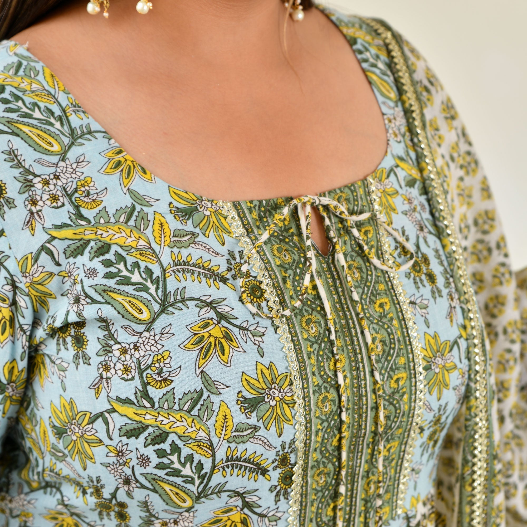 Celestial Bloom Floral Cotton Anarkali