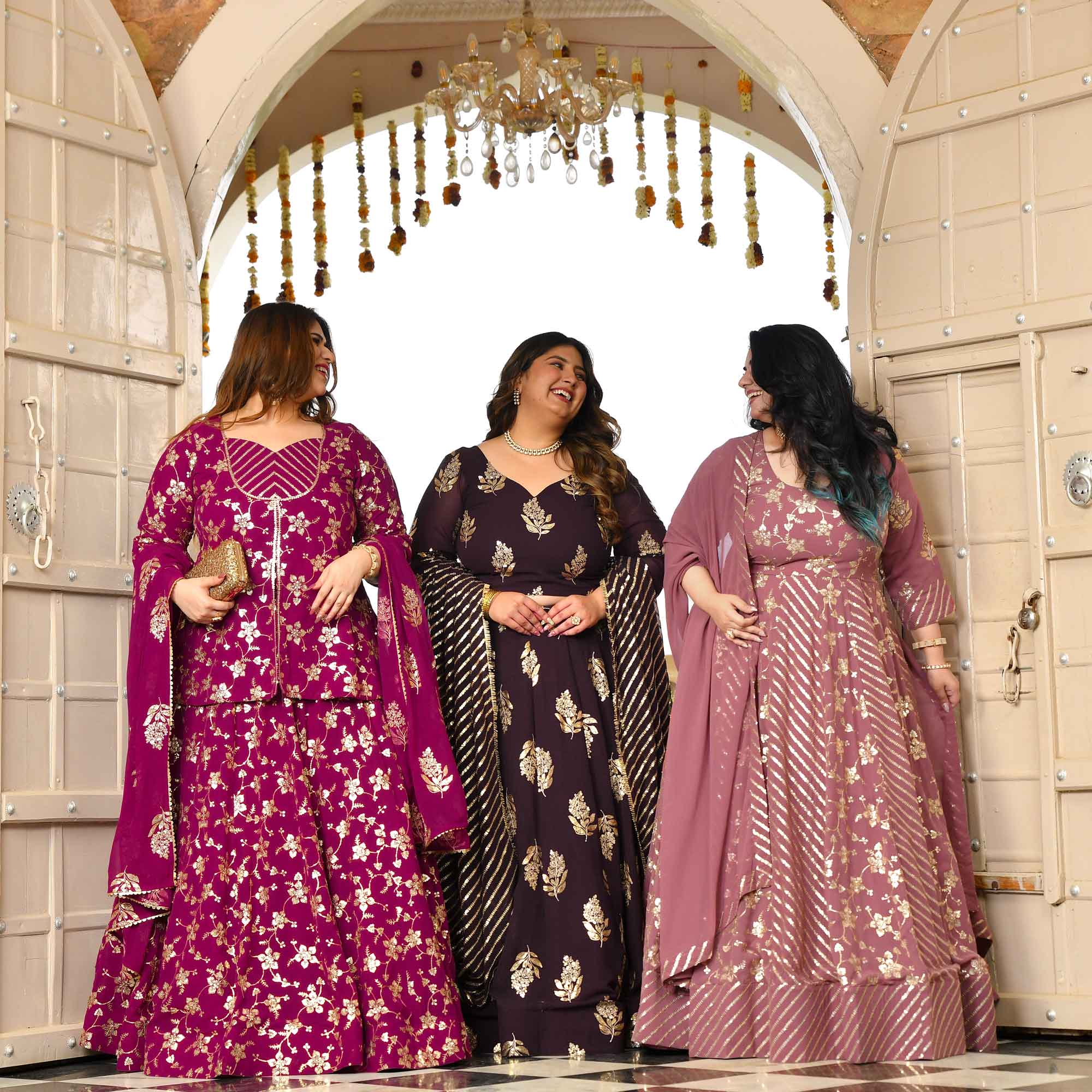 Aap Jaisa Koi- Plum Sequin Embroidered Georgette Koti Lehenga Set