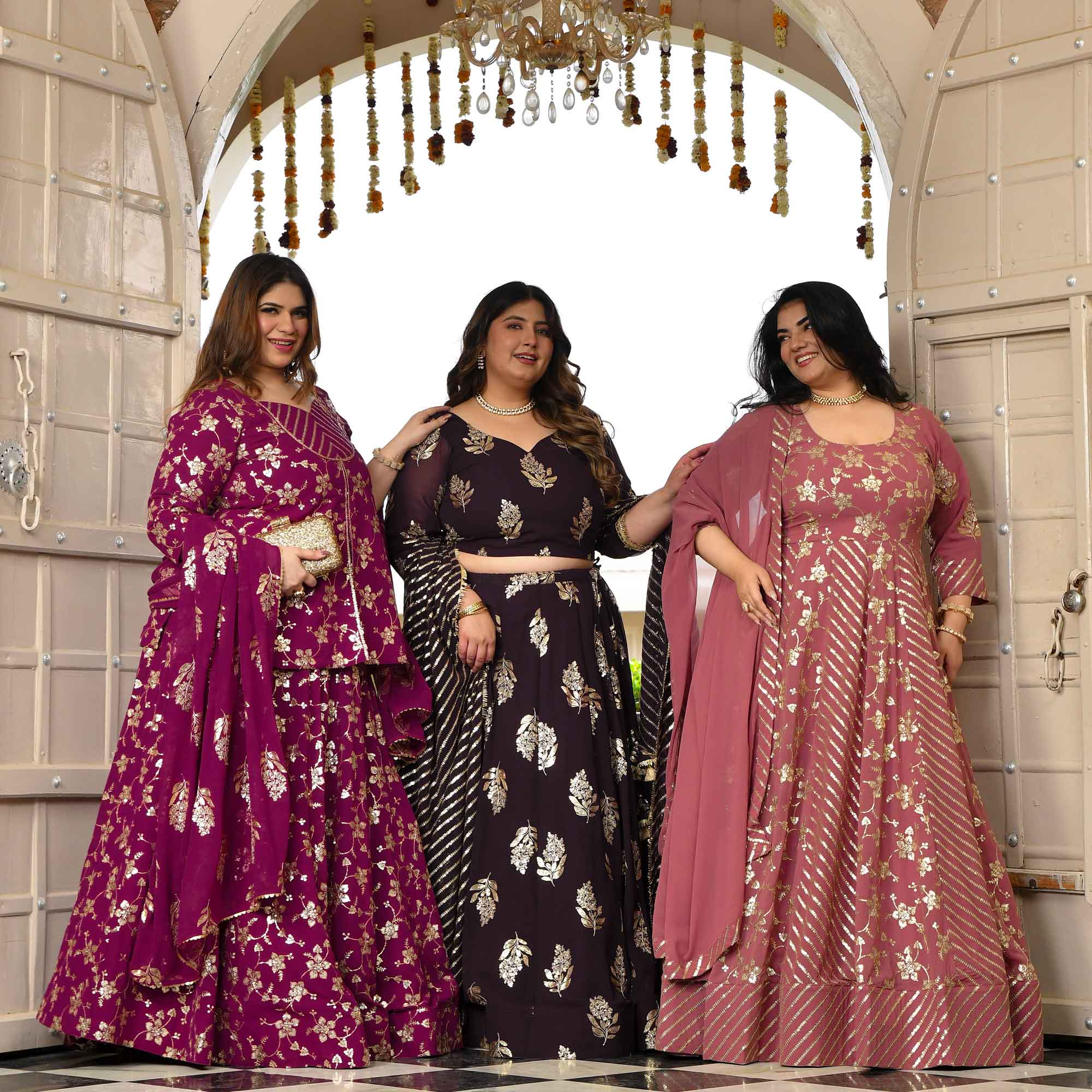 Coca Cola- Vintage Plum Sequin Embroidered Georgette Lehenga Set