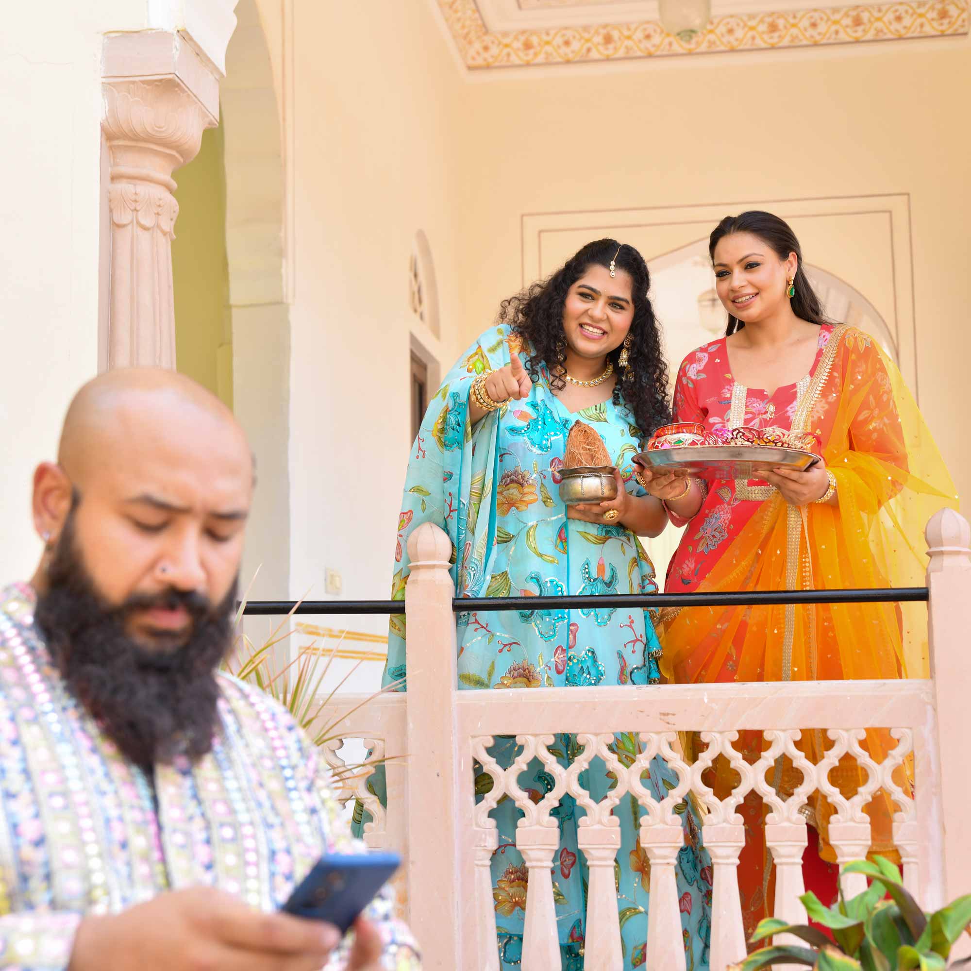 Dreamy Sky Floral Sequin Embroidered Pure Organza Lehenga Set