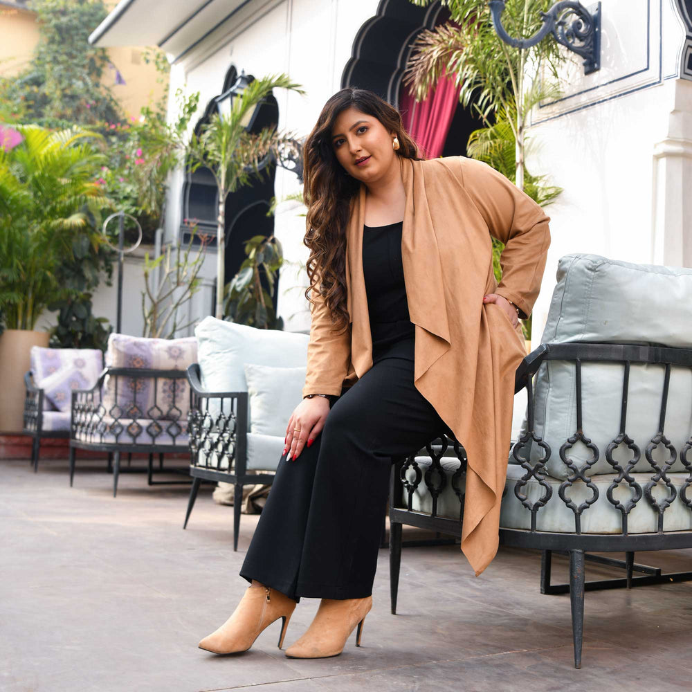 KERENA ABSTRACT PRINT SUEDE COAT