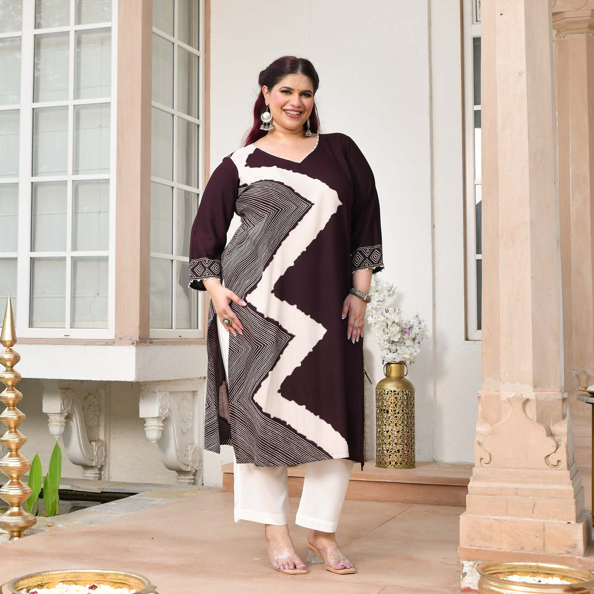 Sushi- Cola Geometrical Print Rayon Cotton Kurta