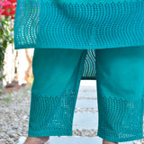 Samundar Sa Neela Handblock Printed Chikankari Suit Set