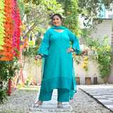 Samundar Sa Neela Handblock Printed Chikankari Suit Set