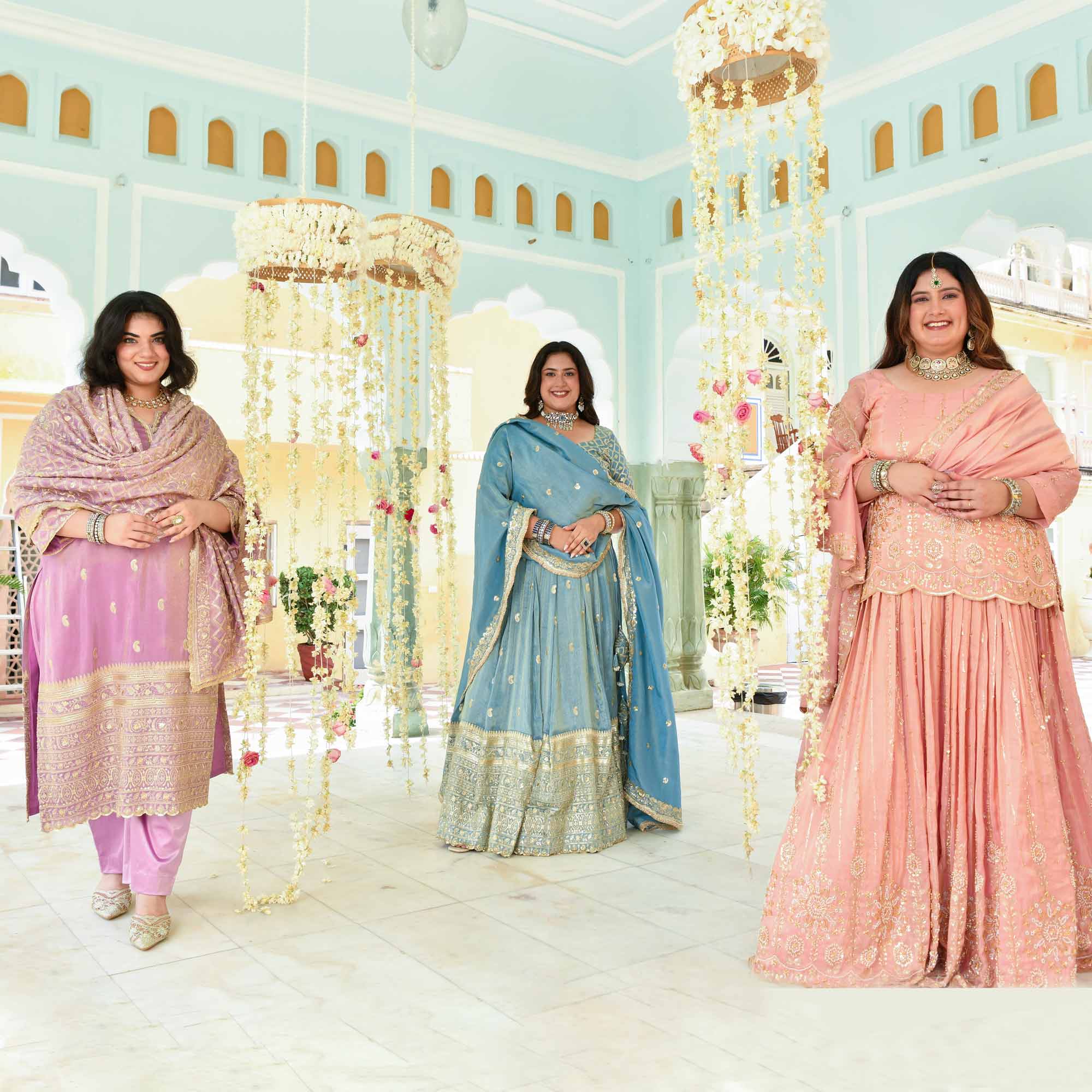 Piyu Bole- Lilac Sequin Embroidered Pure Tissue Silk Suit Set