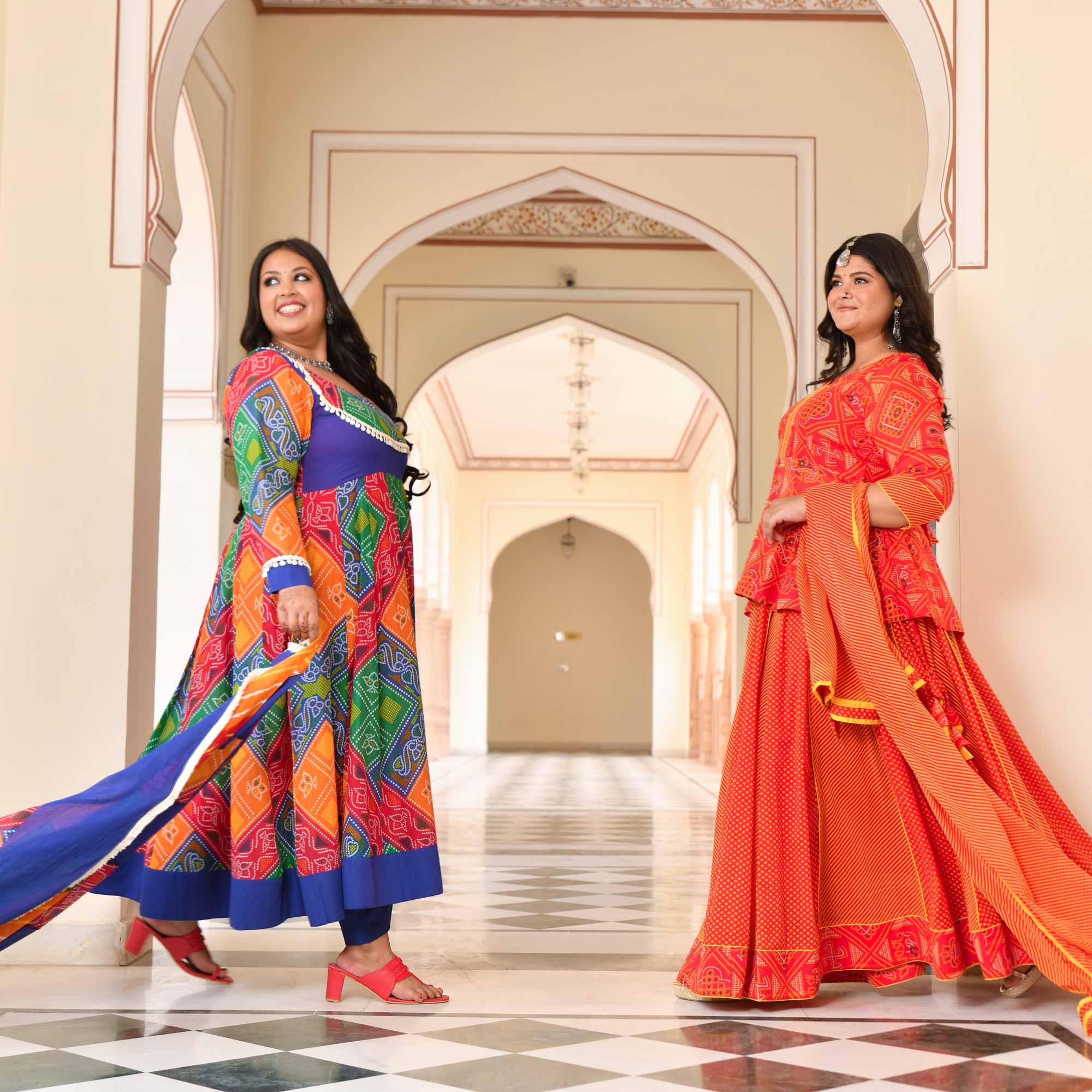 Swarn Leher Bandhani Cotton Lehenga Set