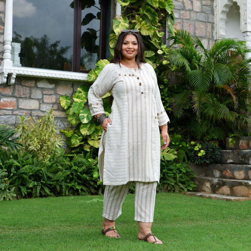 Beige & Bold Striped Co-ord Set