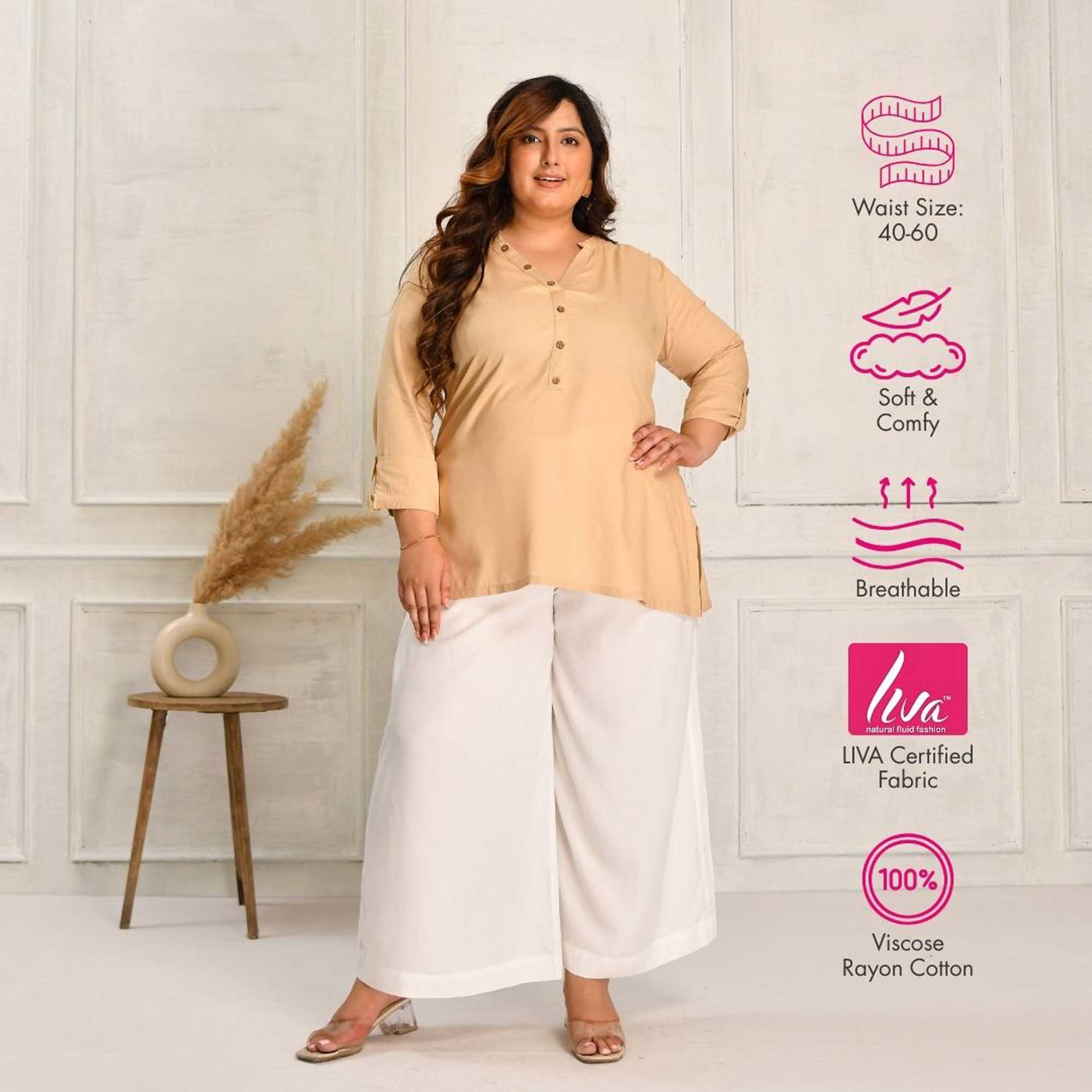 Plus Size Wide Leg Pants Combo 6 (Black, Beige, White)