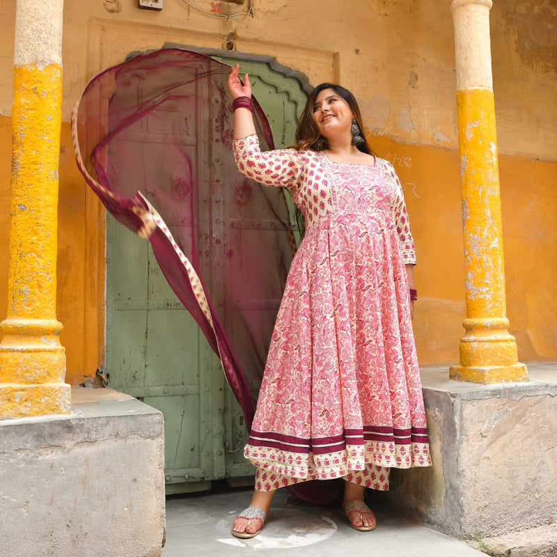 Dilkhush Mehek Floral Cotton Anarkali Set
