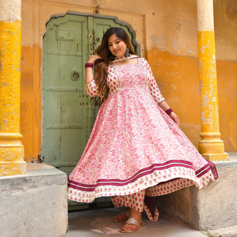 Dilkhush Mehek Floral Cotton Anarkali Set