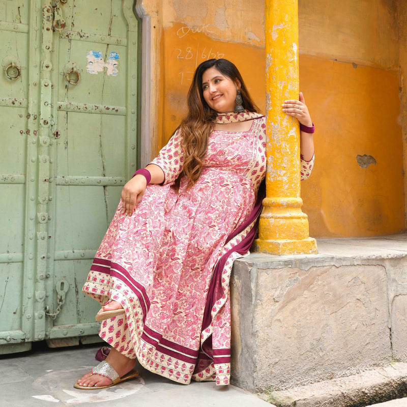 Dilkhush Mehek Floral Cotton Anarkali Set