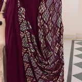 Rich Claret Metallic Sequin Embroidered Anarkali  With Drape