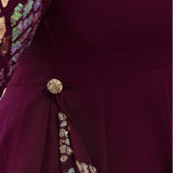 Rich Claret Metallic Sequin Embroidered Anarkali  With Drape