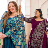 Rich Claret Metallic Sequin Embroidered Anarkali  With Drape