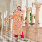 Golden Pink Floral Fusion Gota Suit Set