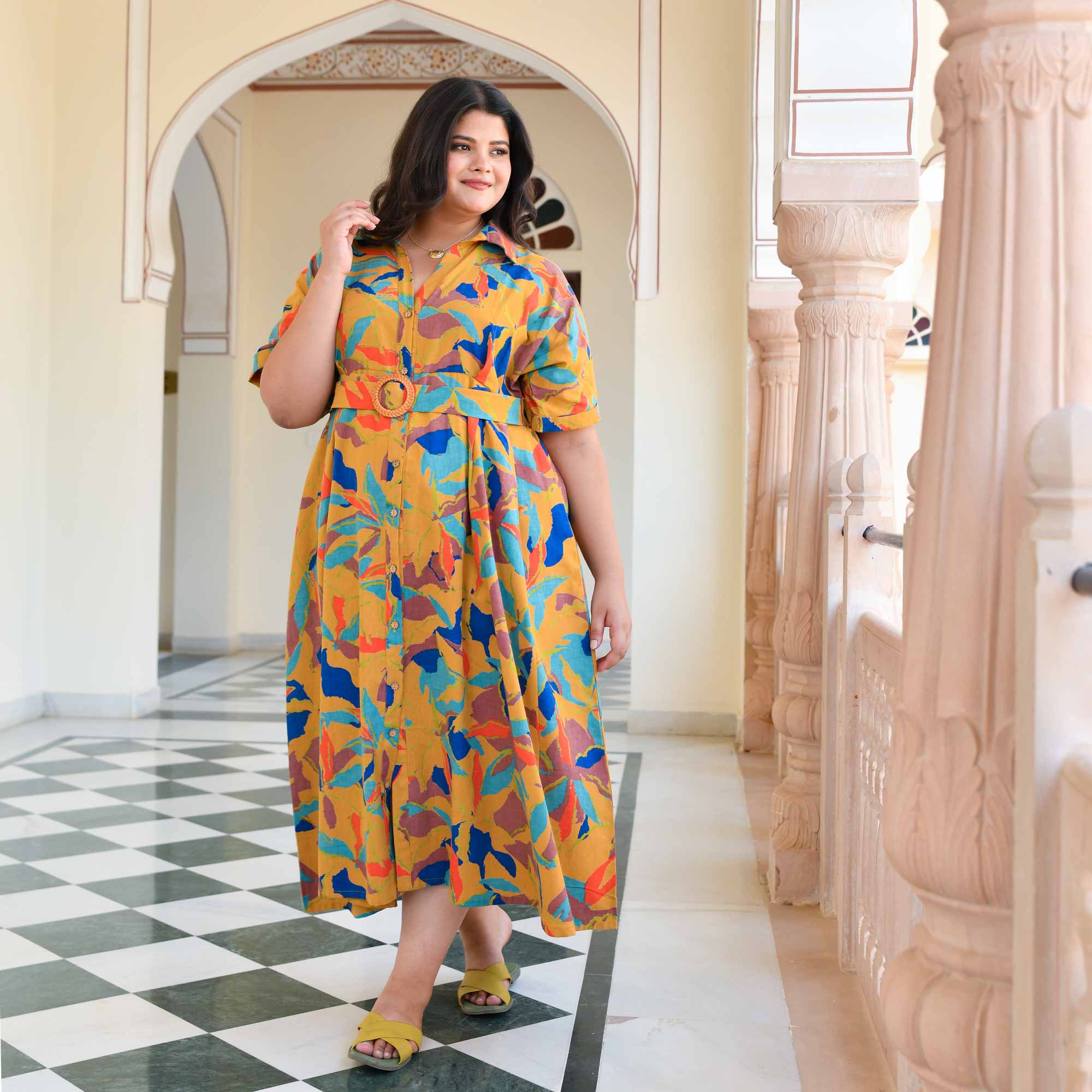 Pina Colada Tropical print Cotton Dress