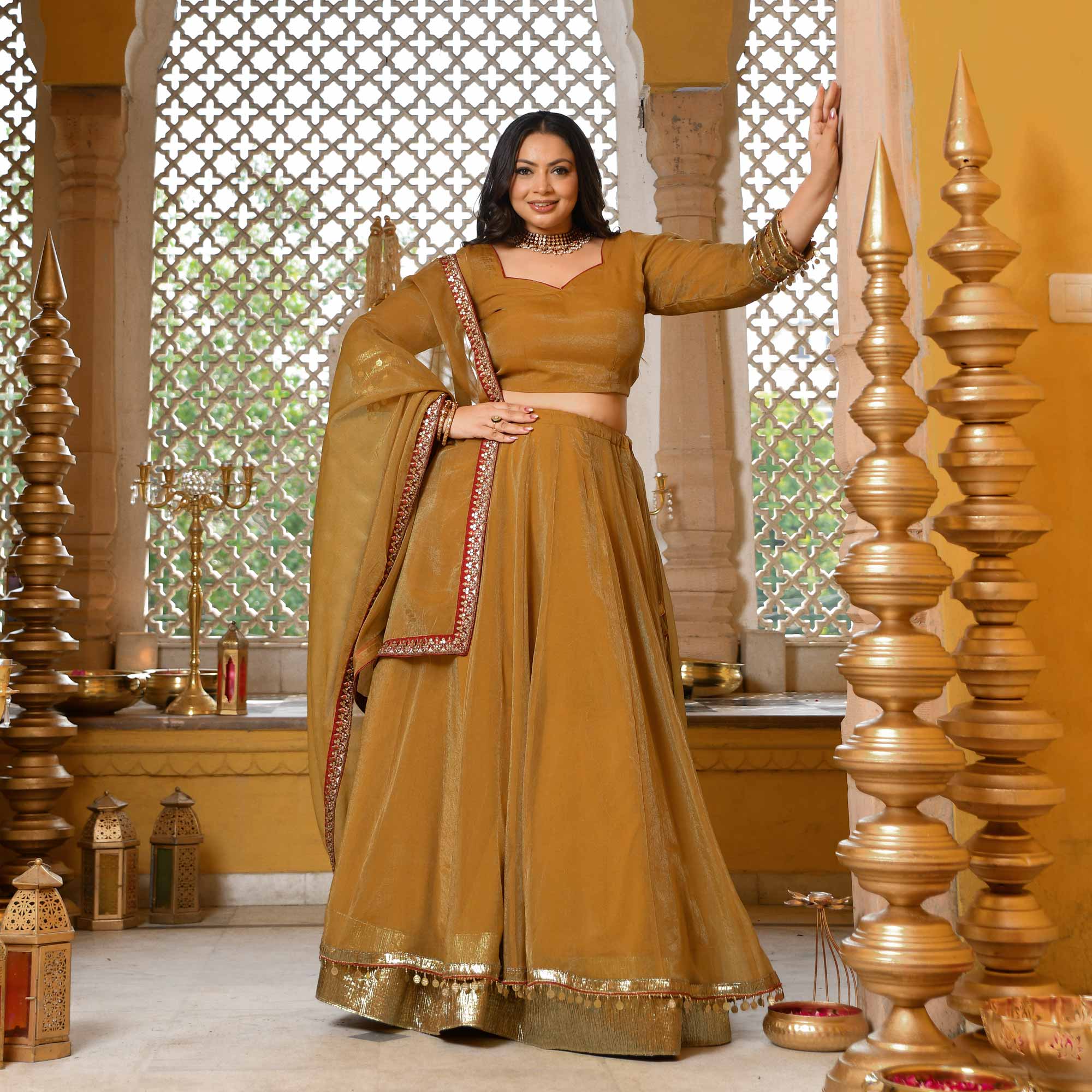 Gold & Glamour Royal Tissue Silk Lehenga Set