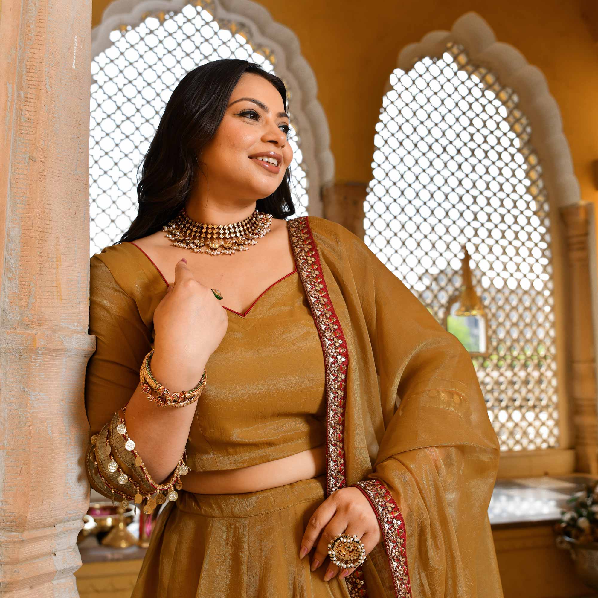 Gold & Glamour Royal Tissue Silk Lehenga Set