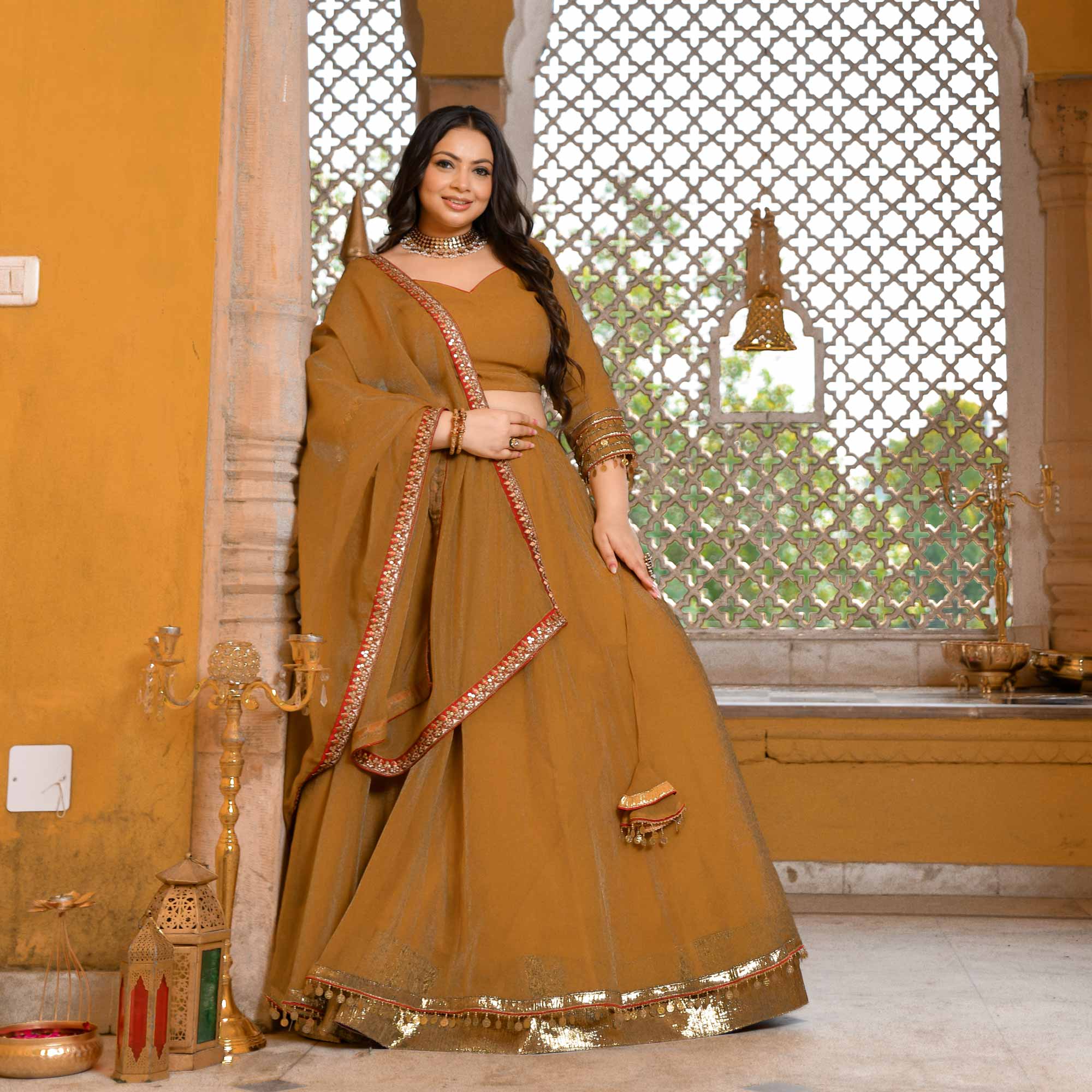 Gold & Glamour Royal Tissue Silk Lehenga Set