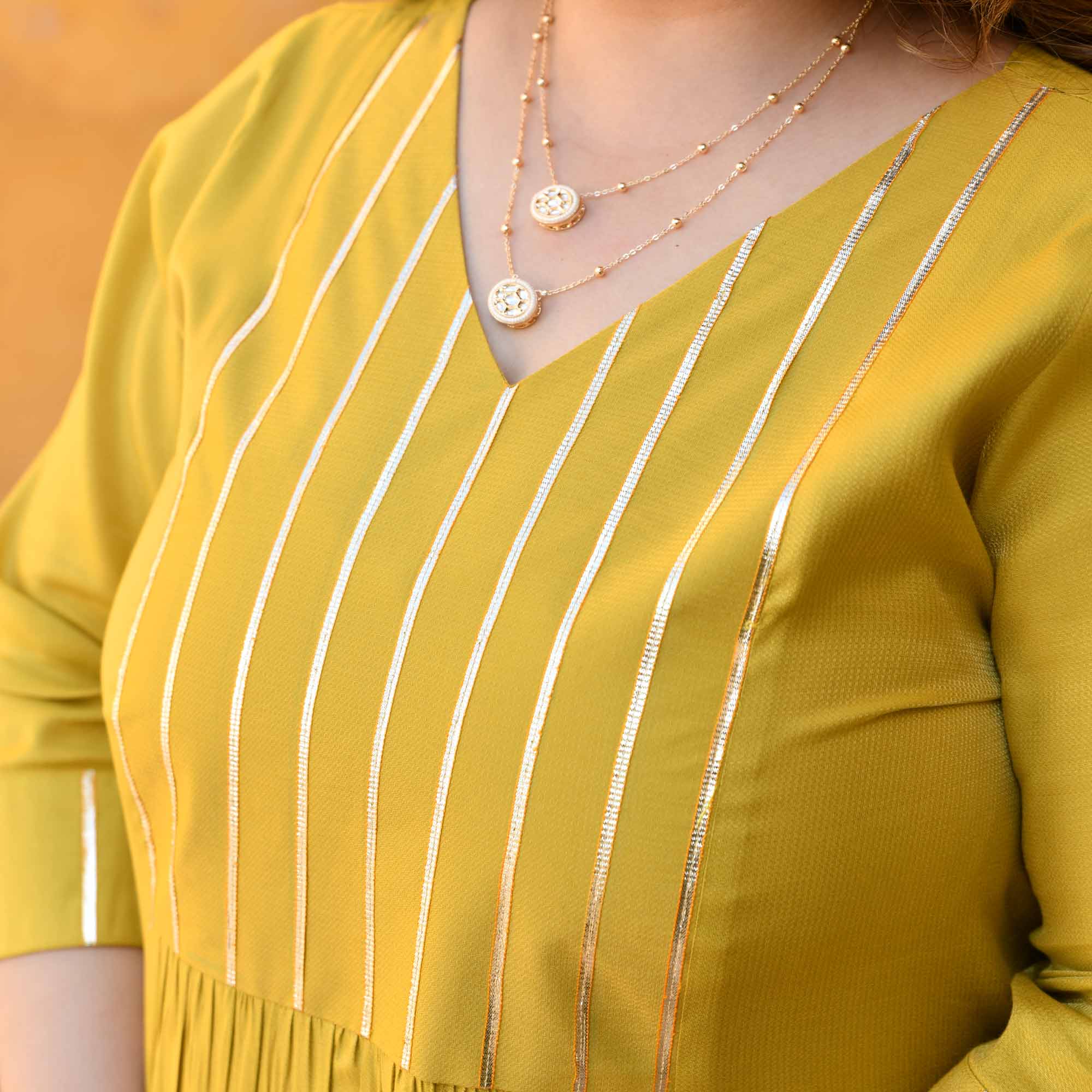 Aamras- Yellow Viscose Tissue A-line Kurta