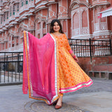 Gulabi kiran floral cotton Anarkali set