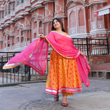 Gulabi kiran floral cotton Anarkali set