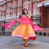Gulabi kiran floral cotton Anarkali set