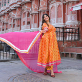 Gulabi kiran floral cotton Anarkali