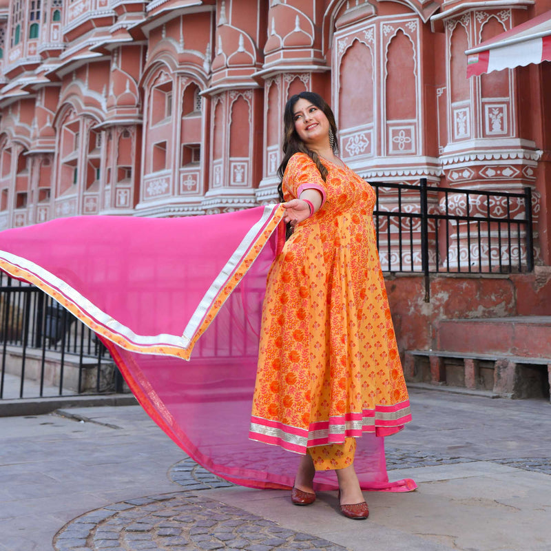 Gulabi kiran floral cotton Anarkali