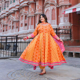 Gulabi kiran floral cotton Anarkali set