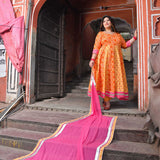 Gulabi kiran floral cotton Anarkali set