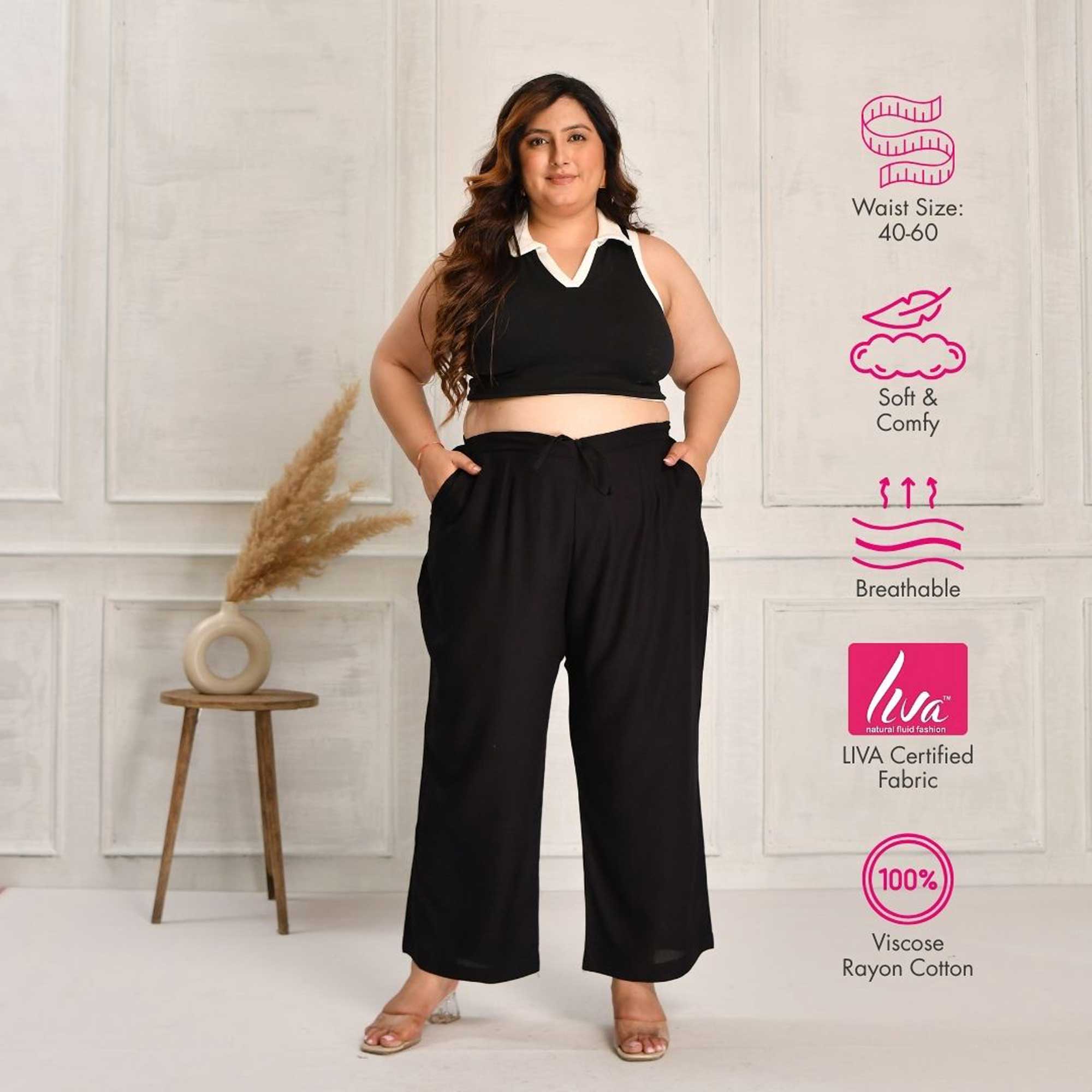Plus Size Straight Fit Pants Combo 7 (Black, White, Beige, Navy Blue)