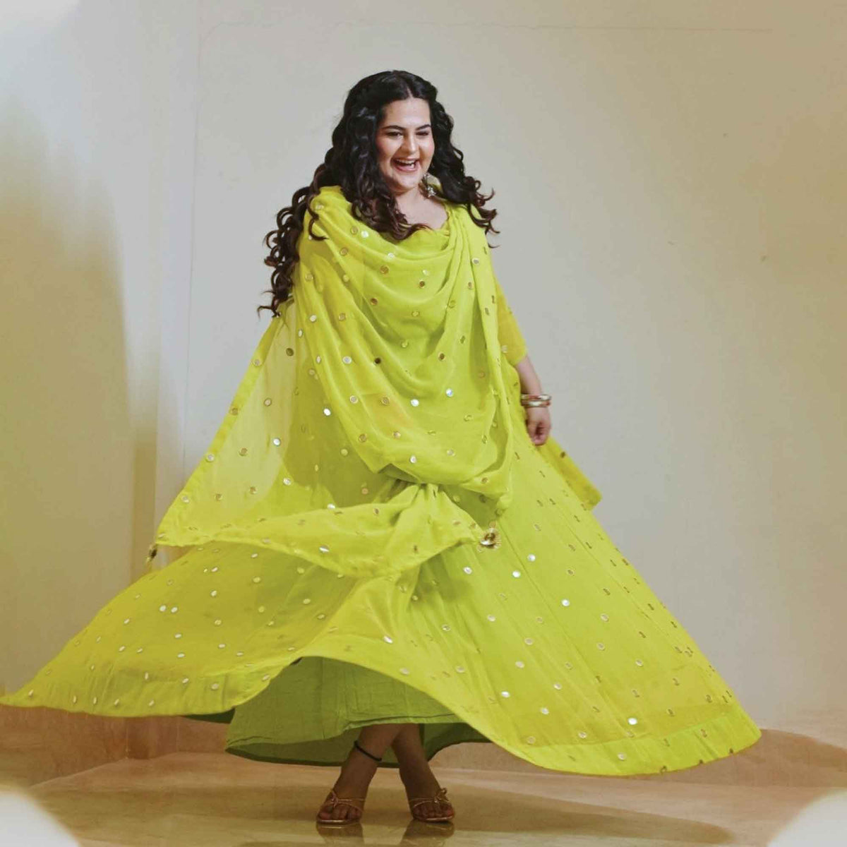 Citrus Radiance Georgette Embroidered Anarkali Set