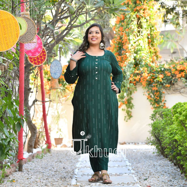 Emerald Elegance Rayon Kurta