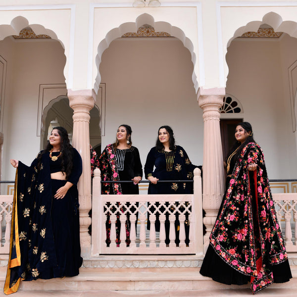 Black Mirage Velvet Majesty Lehenga Set