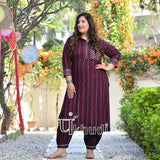 Mixed Berries Rayon Kurta with Afghani Pants