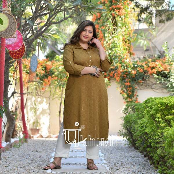 Pickled Olive Rayon Kurta