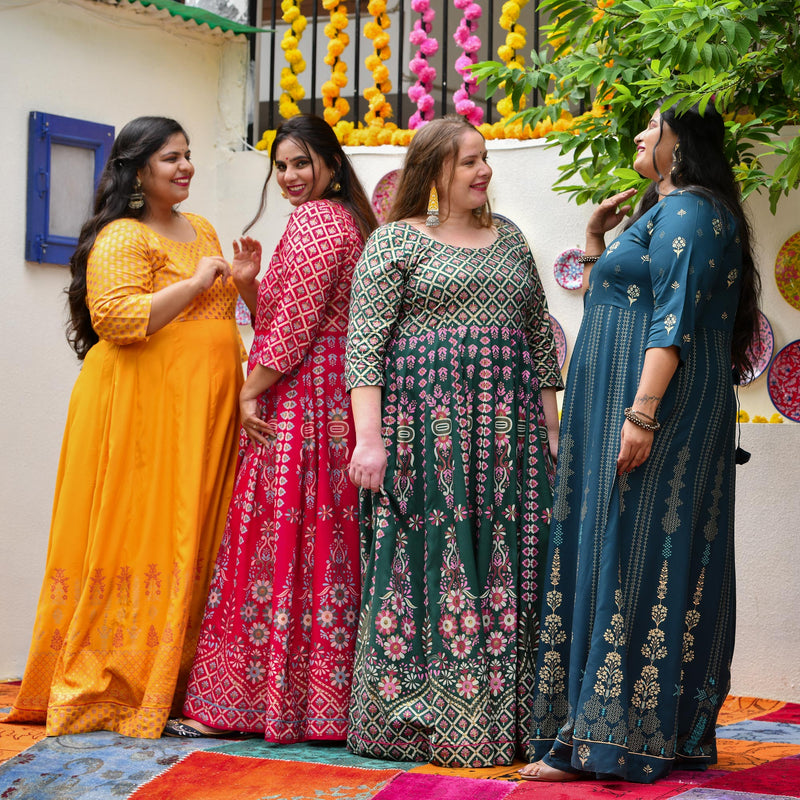Shiraz Pink Placement Print Anarkali