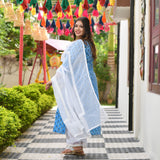 Azure Blue Floral Chikan Lace Kurta