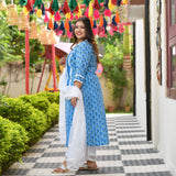 Azure Blue Floral Chikan Lace Kurta