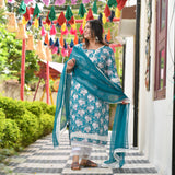 Bed of Lotus Floral Chikan Laced Kurta