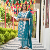Bed of Lotus Floral Chikan Laced Kurta
